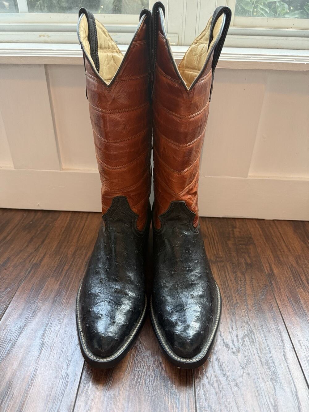 McClintock Heritage Men's 8D Full Quill Ostrich Eel Exotic Western Cowboy Boots